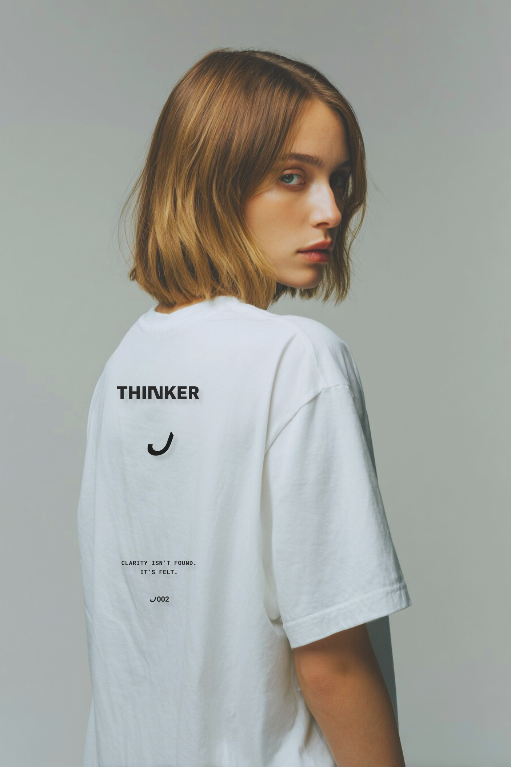 THINKER J002 — Oversized Tee | White